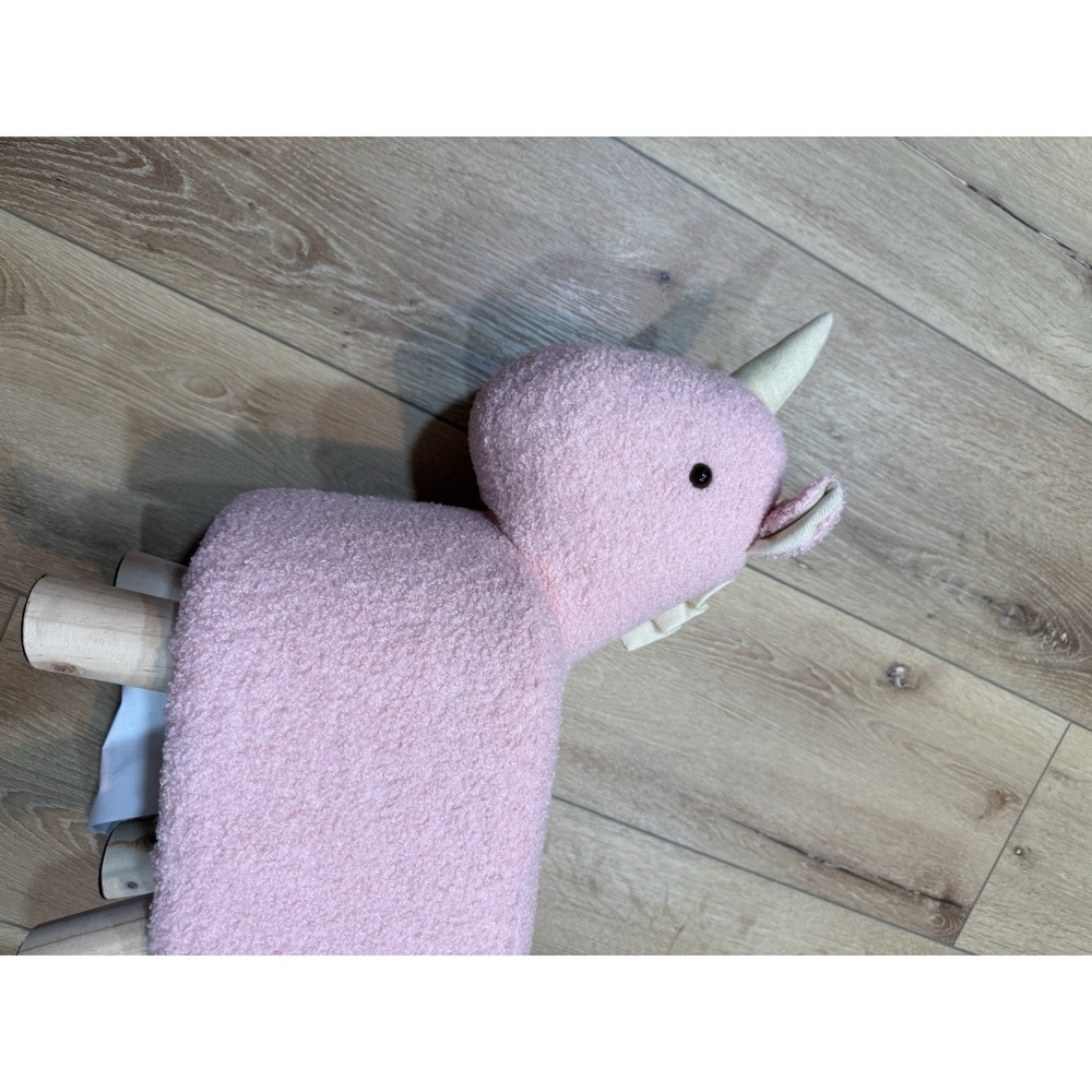 Pink Unicorn Kids Stool Ottoman Plush Animal Seat Nursery Decor Footstool Toy - Picture 6 of 10